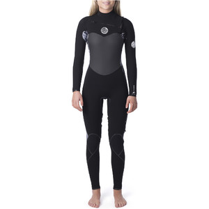 2020 Rip Curl Mulheres Flashbomb 4/3mm Chest Zip Wetsuit Preto / Branco Wst9fs
